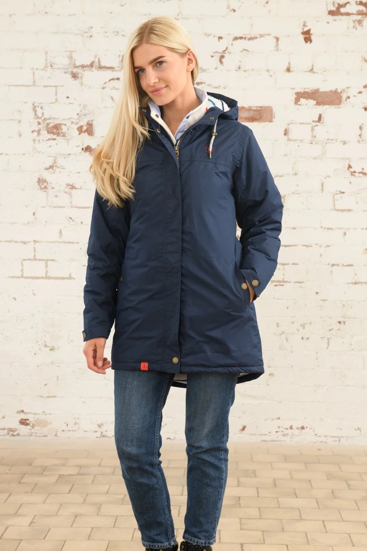 Lighthouse Womens Eva Long Padded Waterproof Coat Navy Salt Cellar Clothing