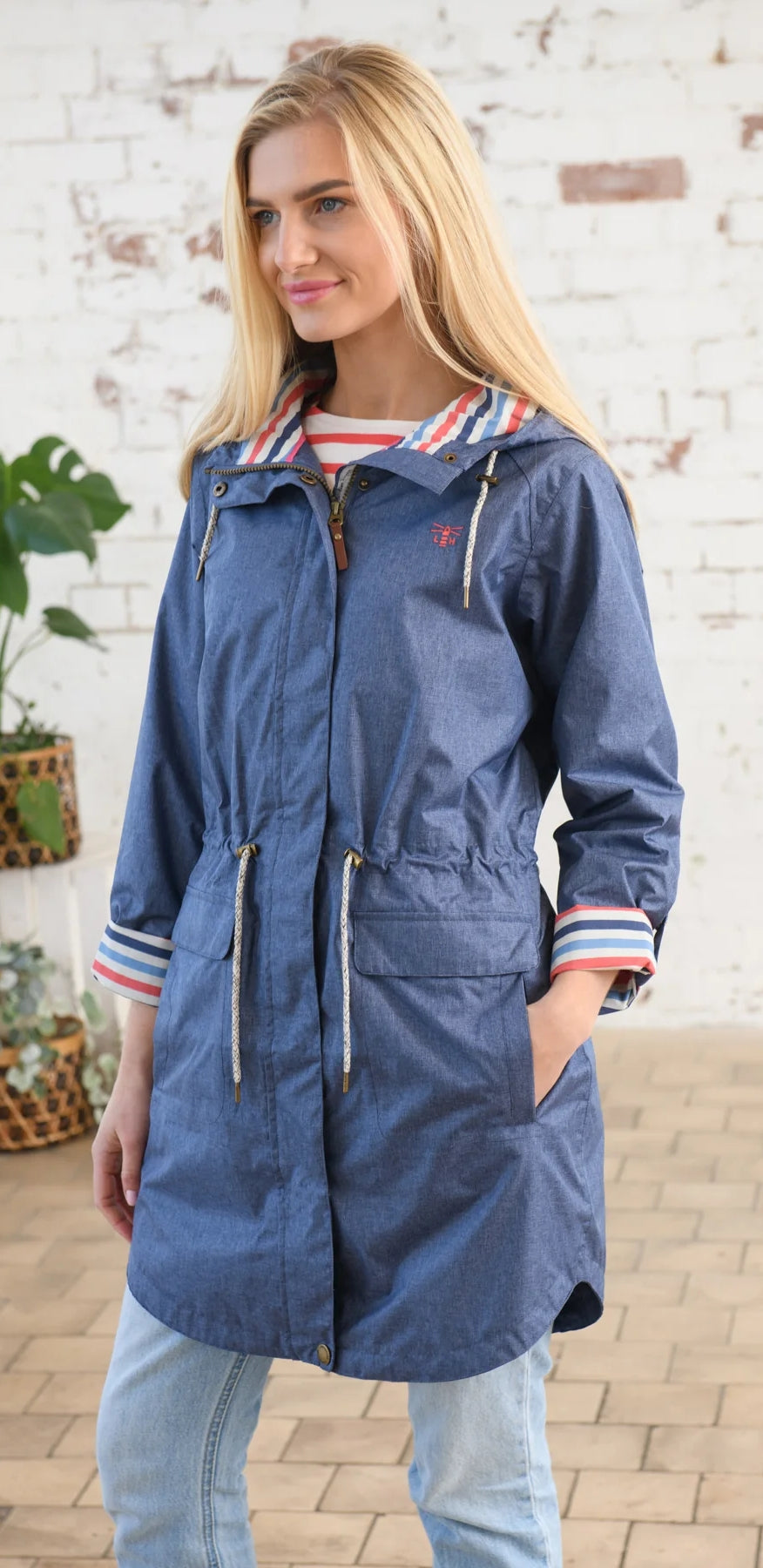 Lighthouse Womens Alice Waterproof Jacket Denim Blue Salt Cellar Clothing