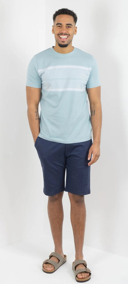 Buckley Mens Finn Chest Stripe Tee - Blue Moon