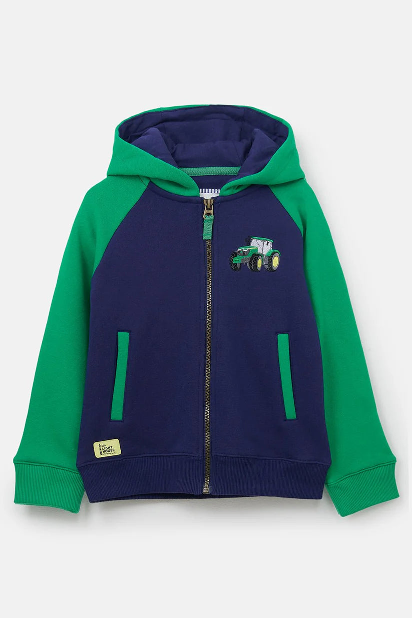 Lighthouse Kids Jackson Full Zip Hoodie - Green Tractor