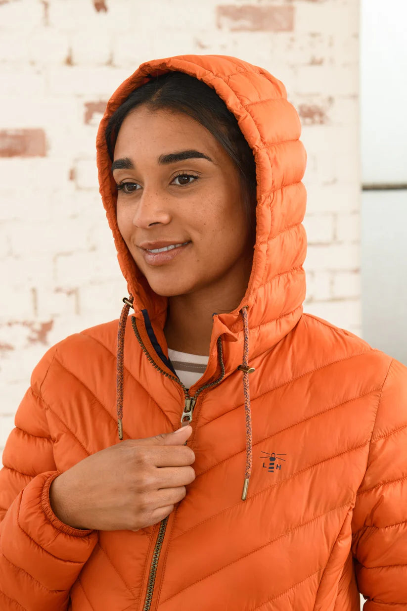 Orange puffer coat online