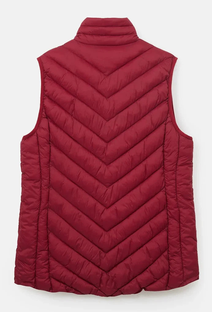 back of lighthouse womens gilet in maroon. 