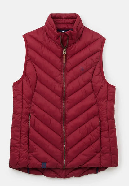 womens lighthouse lightly padded maroon red gilet with pockets 