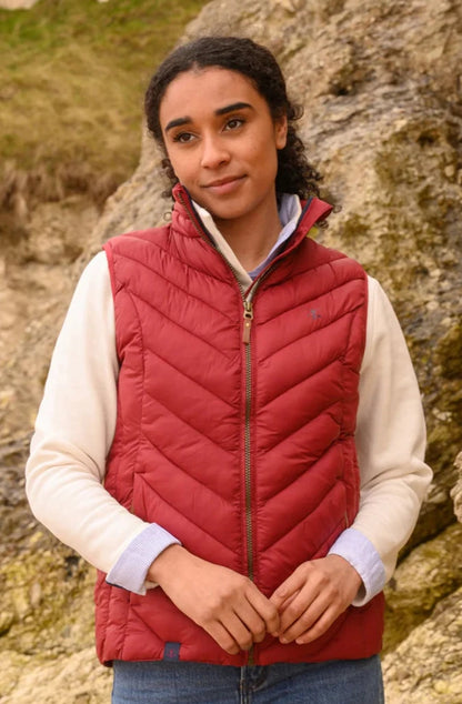 lighthouse womens padded maroon red gilet with pockets 