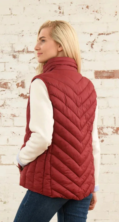 lighthouse womens gilet in maroon with padding 