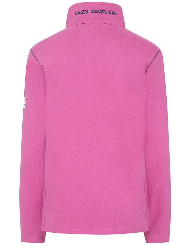 Women's Raspberry Pink LJ33 full zip sweatshirt from Lazy Jacks.