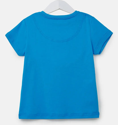 Lighthouse kids Oliver short sleeve t-shirt in blue with construction digger print.