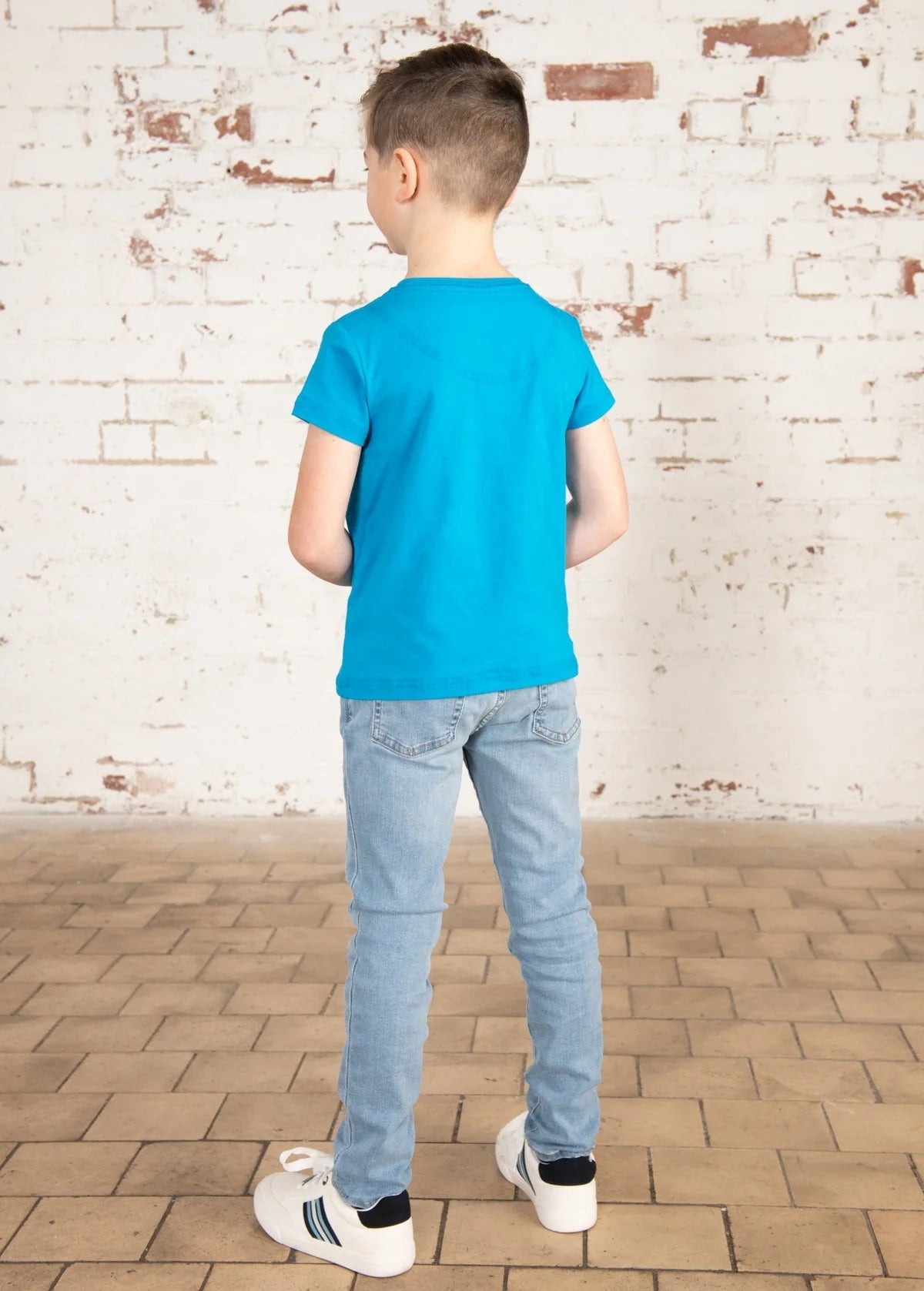 Kids Lighthouse Oliver short sleeve tee in Blue with Digger print.