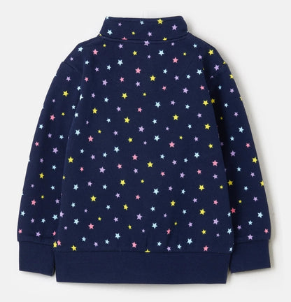 Navy with multicoloured star print kids Ava sweatshirt from Lighthouse.