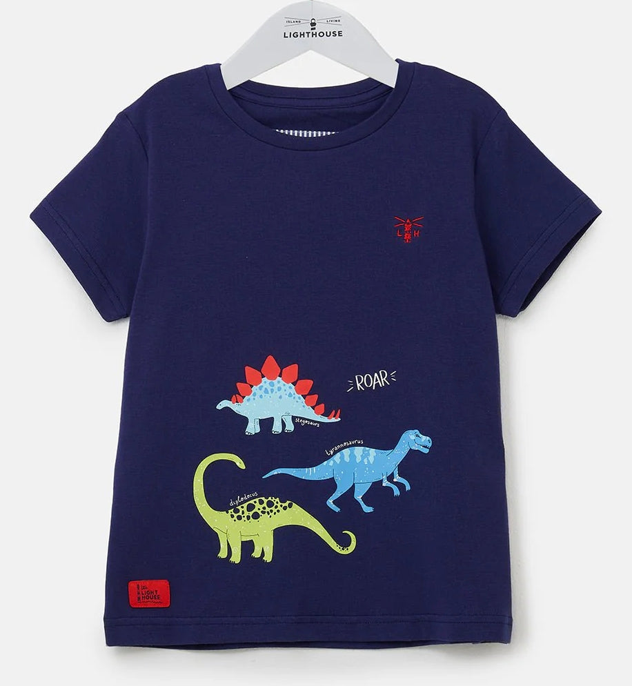 Short sleeve children's Oliver dinosaur printed t-shirt from Lighthouse.