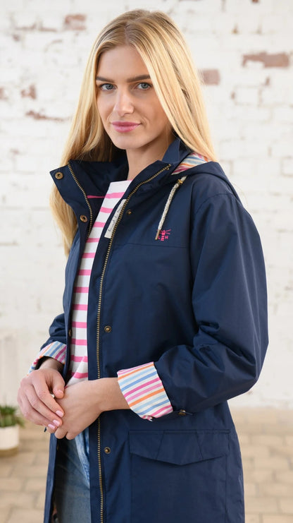 Lighthouse women's Navy waterproof Rebecca raincoat.