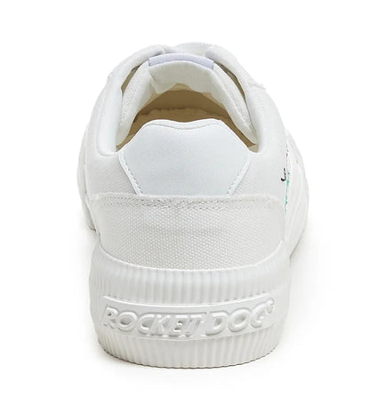 Womens' Cheery floral embroidery trainers from Rocket Dog in white with back platform sole logo.