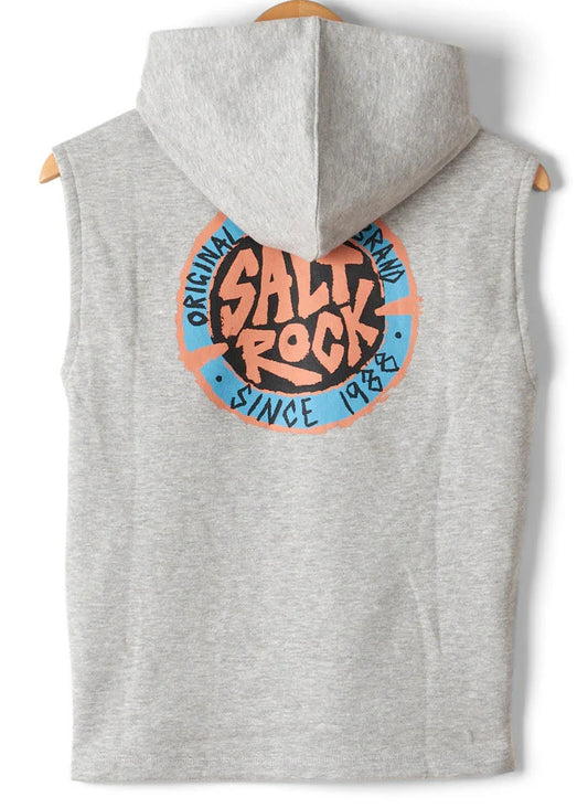 Saltrock kid's sleeveless Original SR circular logo print hoodie in Grey.