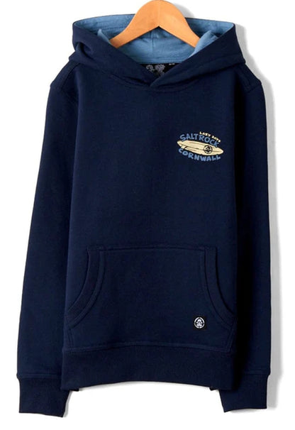 Saltrock Kids Lazy Location Cornwall printed pop hoodie with lined hood.