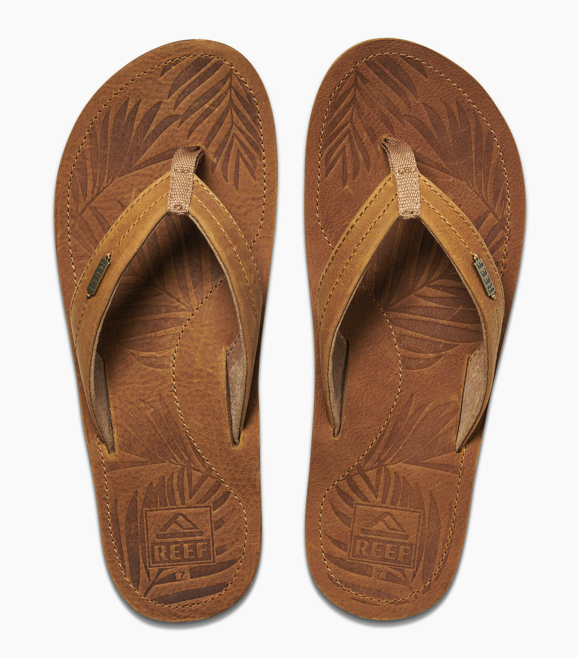 Reef Womens Drift Away LE Leather Flip Flops Caramel Salt